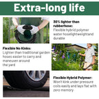 Garden Hose 50 Ft X 5/8 In Heavy Duty Water Hose, Flexible And Durable, Lightweight Rubber Hybrid Hose, Leak-Free Connections, Male To Female 3/4'' Brass Fittings For Patio, Lawn, Black