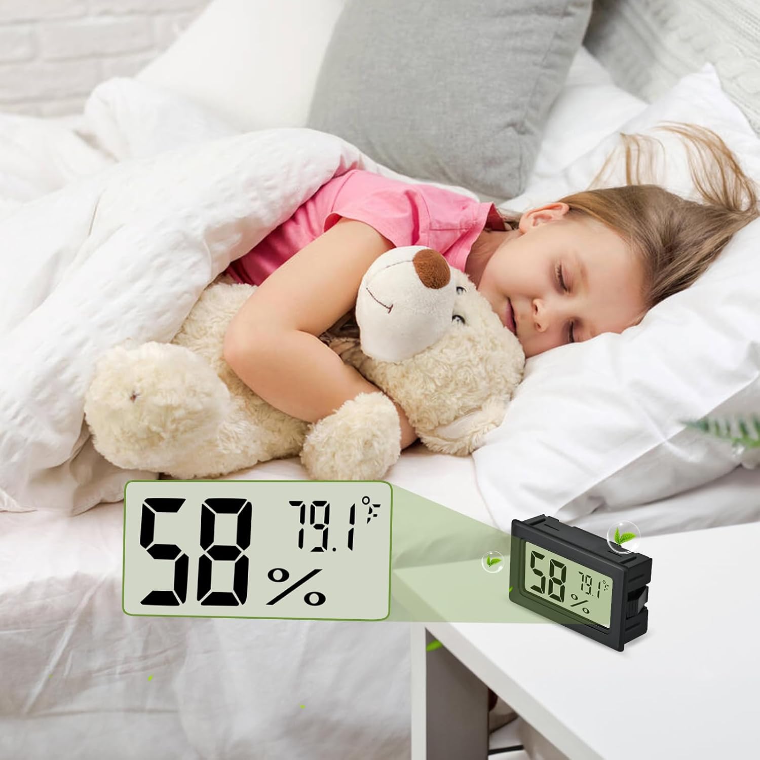 Humidity Meter Indoor Thermometer 6-Pack Mini Digital Thermometer Hygrometer Indoor Temperature Humidity Meters Gauge Lcd Display Fahrenheit (℉) For Greenhouse, Reptile Tank, Cellar, Closet