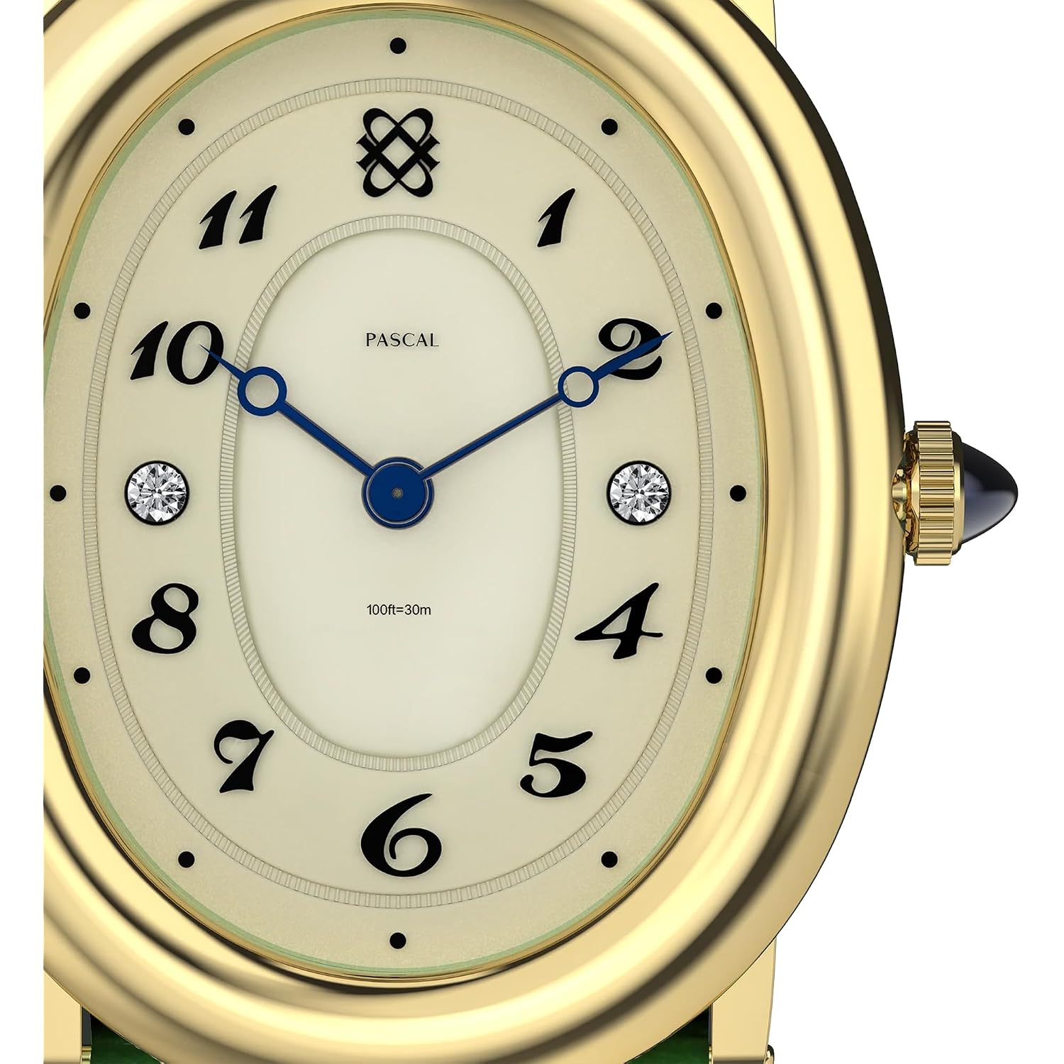 Pascal Women’S Oval Bubble Diamond Watch, Swiss Ronda Quartz Movement, Sapphire Crystal, Lab-Grown Diamond Markers, Vintage Luxury Ladies Dress Watch With Leather Strap, 3Atm Waterproof (Gift For Her)