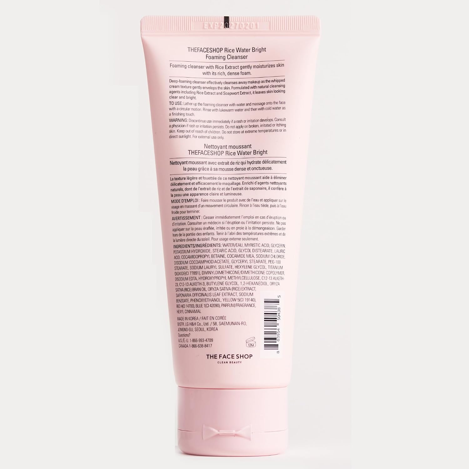 The Face Shop Rice Water Bright Foaming Cleanser, Hydrating Korean Face Wash With Ceramides, Deep Pore Cleansing, All Skin Types, Gentle Skincare, Vegan, 5.0 Fl. Oz.