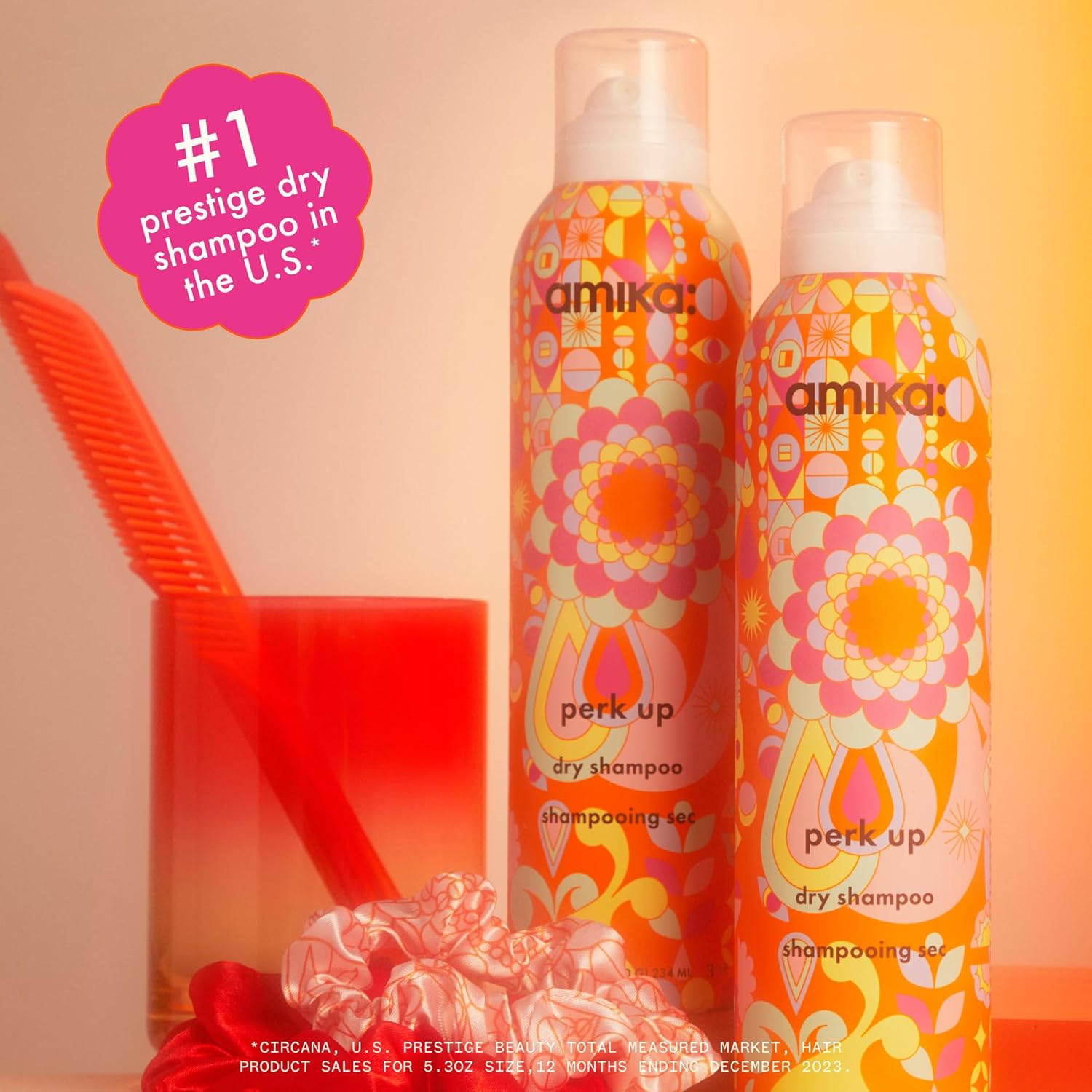 amika perk up talc-free dry shampoo | refreshes roots with a voluminous ‘oomph’ between washes, no white residue, absorbs oil + reduces odor, for all hair types