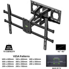 Usx Mount Full Motion Tv Wall Mount For 42-82 Inch Tvs Up To 120Lbs, Wall Mount Tv Bracket With Articulating Swivel Tilt Extension Leveling, Max Vesa 600X400Mm Fits 12/16" Wood Stud