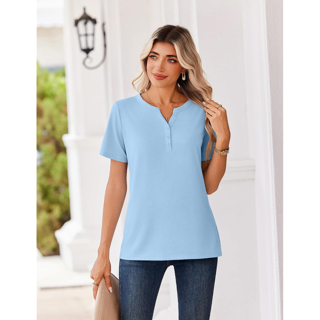 Zeagoo Womens Summer Tops V Neck Short Sleeve Shirts Dressy Casual Blouse Spring Vacation Tshirts Clothes