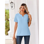 Zeagoo Womens Summer Tops V Neck Short Sleeve Shirts Dressy Casual Blouse Spring Vacation Tshirts Clothes