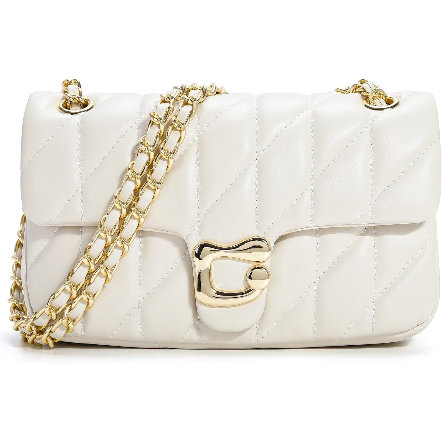 Quilted Crossbody Purse For Women Trendy - Ladies Shoulder Bag Leather Satchel Handbag Designer Evening Clutch