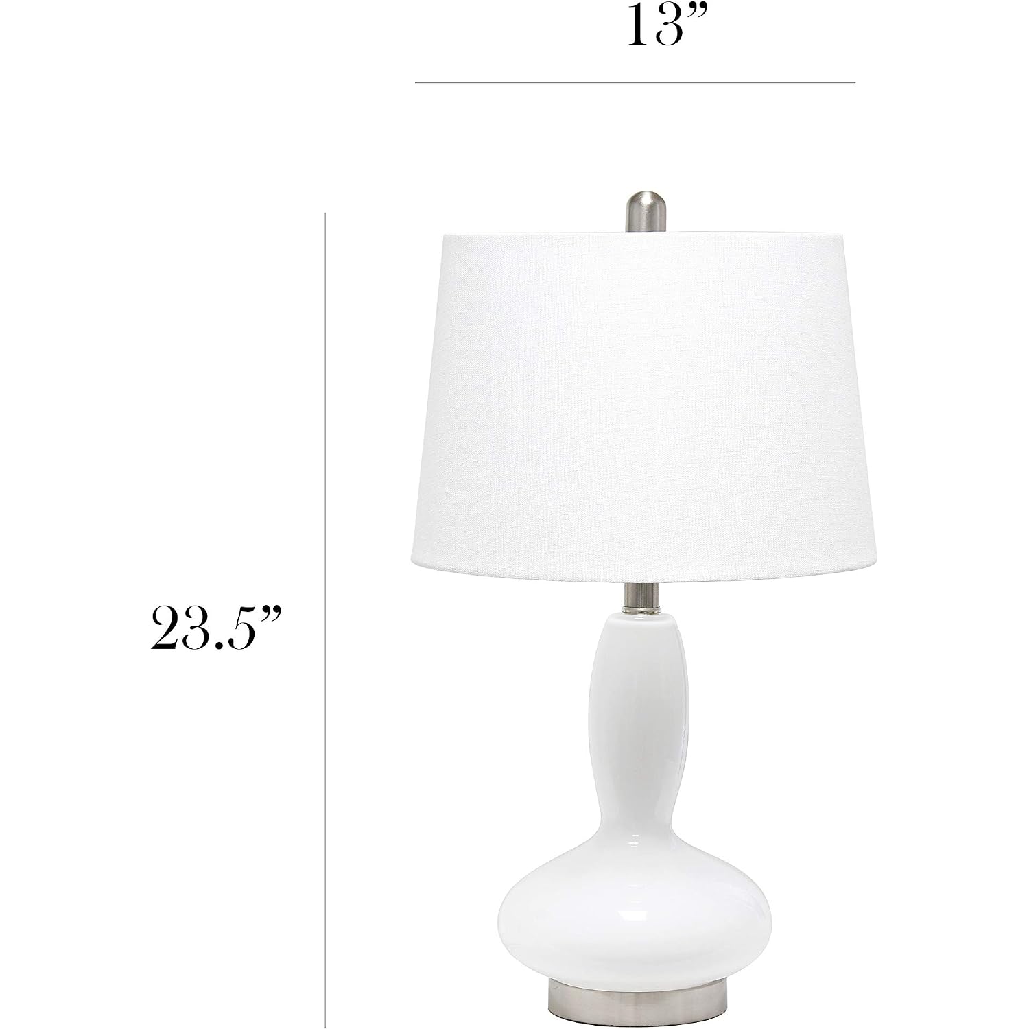 Elegant Designs Lt3315-Wht Contemporary Curved Glass Table Lamp, White