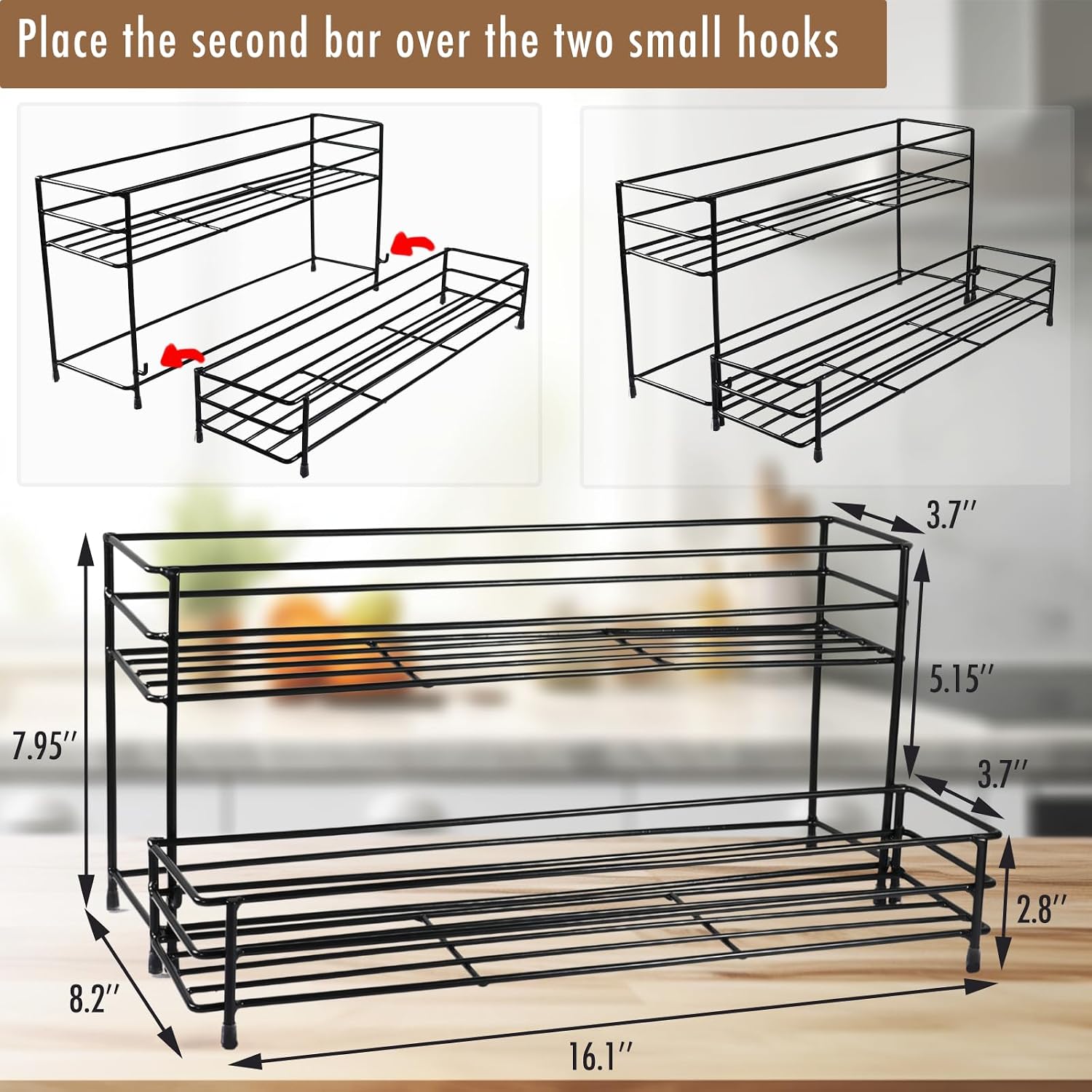 Coffee Syrup Organizer Rack, 2 Tier Coffee Syrup Stand Holder For Coffee Bar, 10 Bottles Wine Bottle Holder, Coffee Station Organizer Storage Shelf For Cocktail, Dressing, Coffee Bar Accessories
