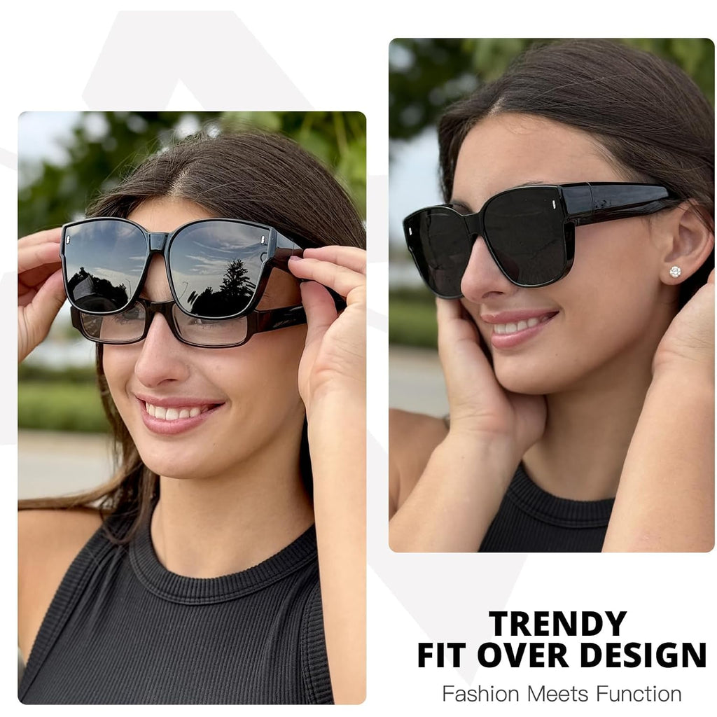 Myiaur Oversized Fit Over Sunglasses For Women, Trendy Wear Over Glasses, Polarized Uv400 Protection Sunglasses For Driving
