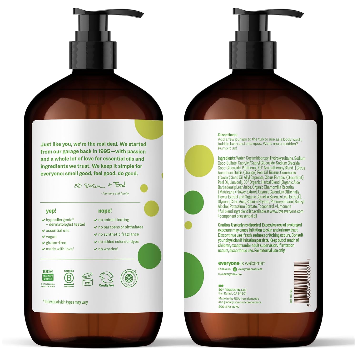 Everyone 3-In-1 Kids Soap, Body Wash, Bubble Bath, Shampoo, 32 Ounce (Pack Of 2), Tropical Coconut, Made With Essential Oils For Toddlers, Tweens And Teens