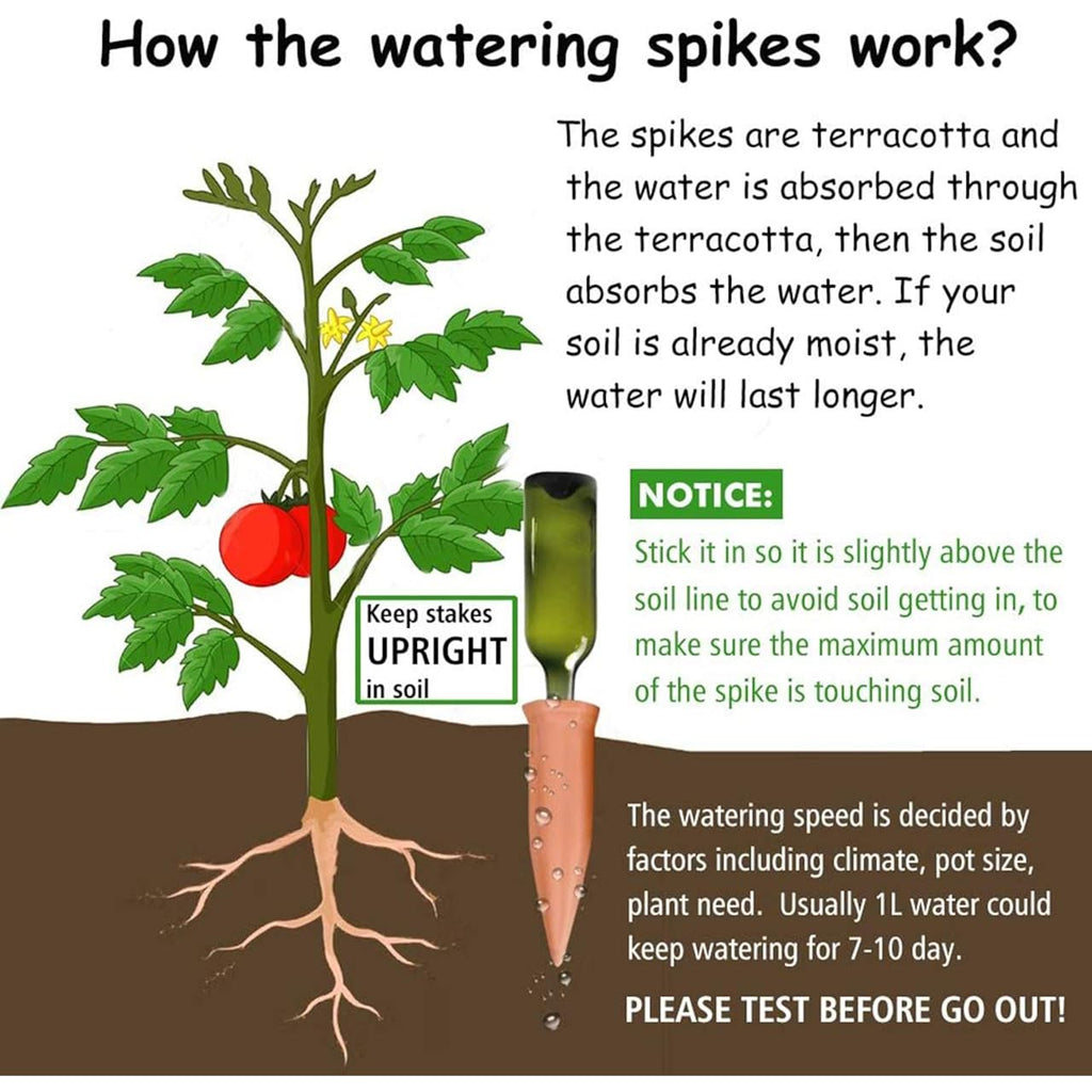 Plant Watering Devices 6 Pack Terracotta Vacation Plant Waterer Wine Bottle Watering Stakes Slow Release Plant Watering Spikes Self Watering Devices For Indoor Outdoor Plants