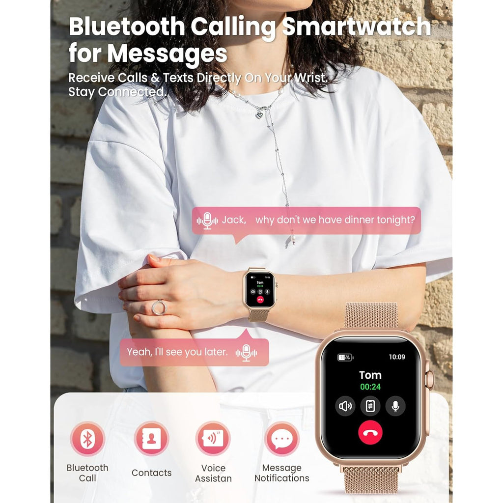 Smart Watch for Women for iPhone Android: 1.85" Smart Watch with 30 Days+ Battery Life Make/Recive Call Heart Rate SpO2 Sleep Monitor 120+ Sport IP68 Waterproof Fitness Tracker Watch Pedometer Reloj