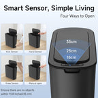 TIPGO 5 Gallon Motion Senor Bathroom Trash Can with Lid, Automatic Garbage Can Touchless, Smart Plastic Waste Basket for Narrow Spaces, Bathroom, Office, Bedroom, Living Room (Black)