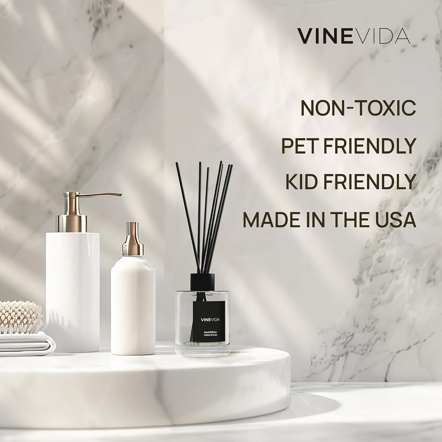Vinevida Prime Reed Diffuser For Home & Bathroom | Long-Lasting Scent Sticks Set | Oil Stick Diffuser | Bathroom Scent - Room Fragrance No. 3100 - Inspired By: Tobacco And Vanilla