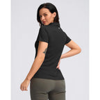 Santiny Women'S Golf Shirt Collared V-Neck Casual Work Tennis Tops Upf50+ Collared Polo Shirts For Women