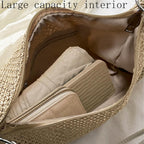 Casual Beach Tote Bag, Straw Beach Bag Fashion Shoulder Bag Crossbody Bag, For Beach Picnic Vacation