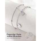 U7 Silver/Gold Ankle Bracelets for Women Layered Chain Anklets Stainless Steel Waterproof Summer Beach Anklet Charm, Adjustable 8.5"-10.5"