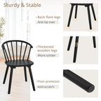 Lue Bona Black Dining Chairs Set Of 4, Farmhouse Wood Dining Chairs With Semicircular Backrest, Spindle Dining Chair For Kitchen And Dining Room, 18 Inch
