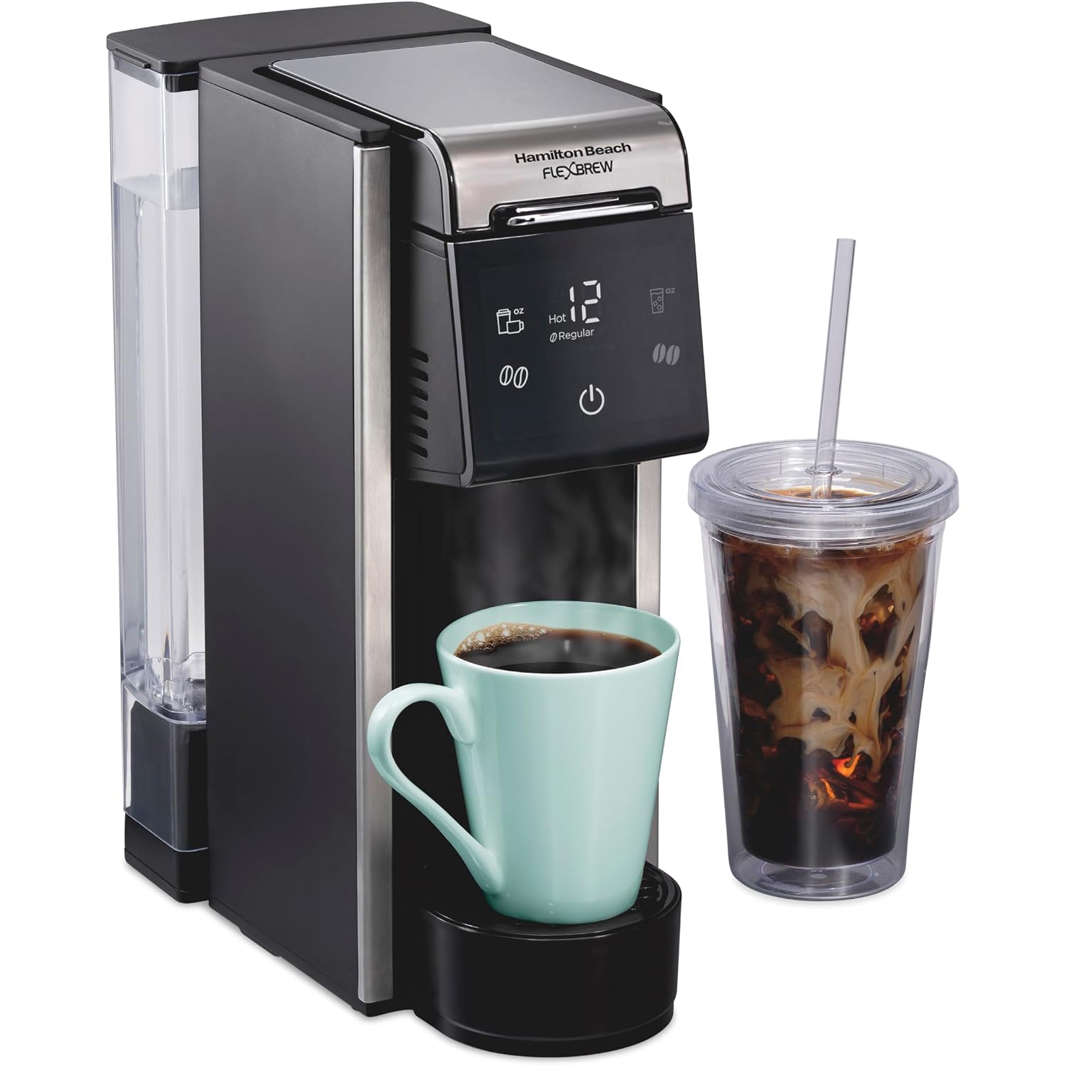 Hamilton Beach Flexbrew Advanced 4-In-1 Single Serve Coffee Maker | Hot & Iced Coffee Maker | Removable 45 Oz. Reservoir | Uses Pod Packs & Grounds | Fast Brewing | Black