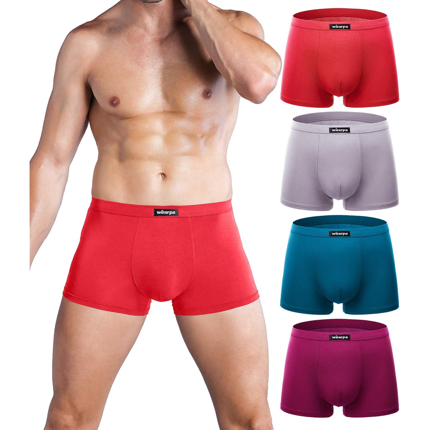 Wirarpa Men'S Breathable Modal Microfiber Trunks Underwear Covered Band Multipack