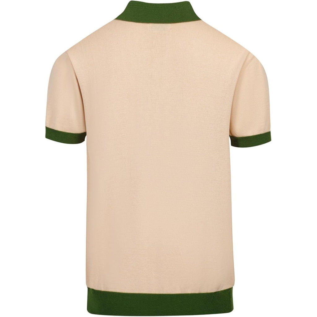 Oxknit Mens Knit Polo Shirts 1960S Mod Style Vintage Short Sleeve Shirt With Geometrical Design