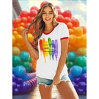 VVNTY Pride Shirts Women: LGBT Rainbow Graphic Tee Gay Pride T Shirt Lesbian Casual Red Ringer Tee White-love Wins