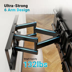 Bontec Full Motion Tv Wall Mount For 37-85 Inch Tvs, Hold Up To 132Lbs, Heavy Duty Swivel Tilt Tv Mount, Articulating Dual Arm Wall Mount Tv Bracket, Max Vesa 600X400Mm, Fits 16" Wood Studs
