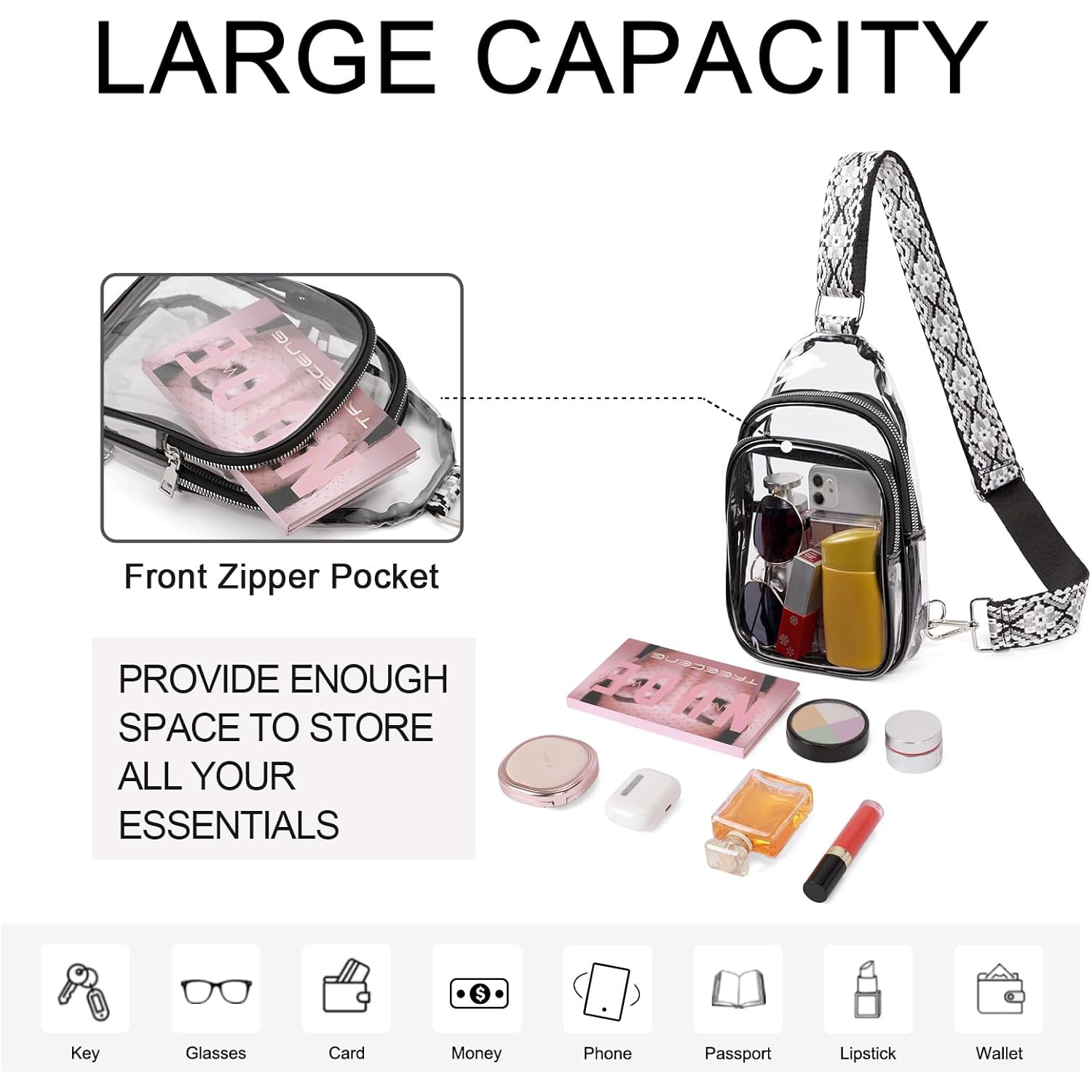 CLUCI Clear Bag for Stadium Events, Clear Crossbody Bag, Transparent Purses