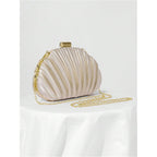 QWINEE Women's Shell Shaped Clutch Purse Ruched Mini Crossbody Bag Elegant Evening Handbag with Chain Strap