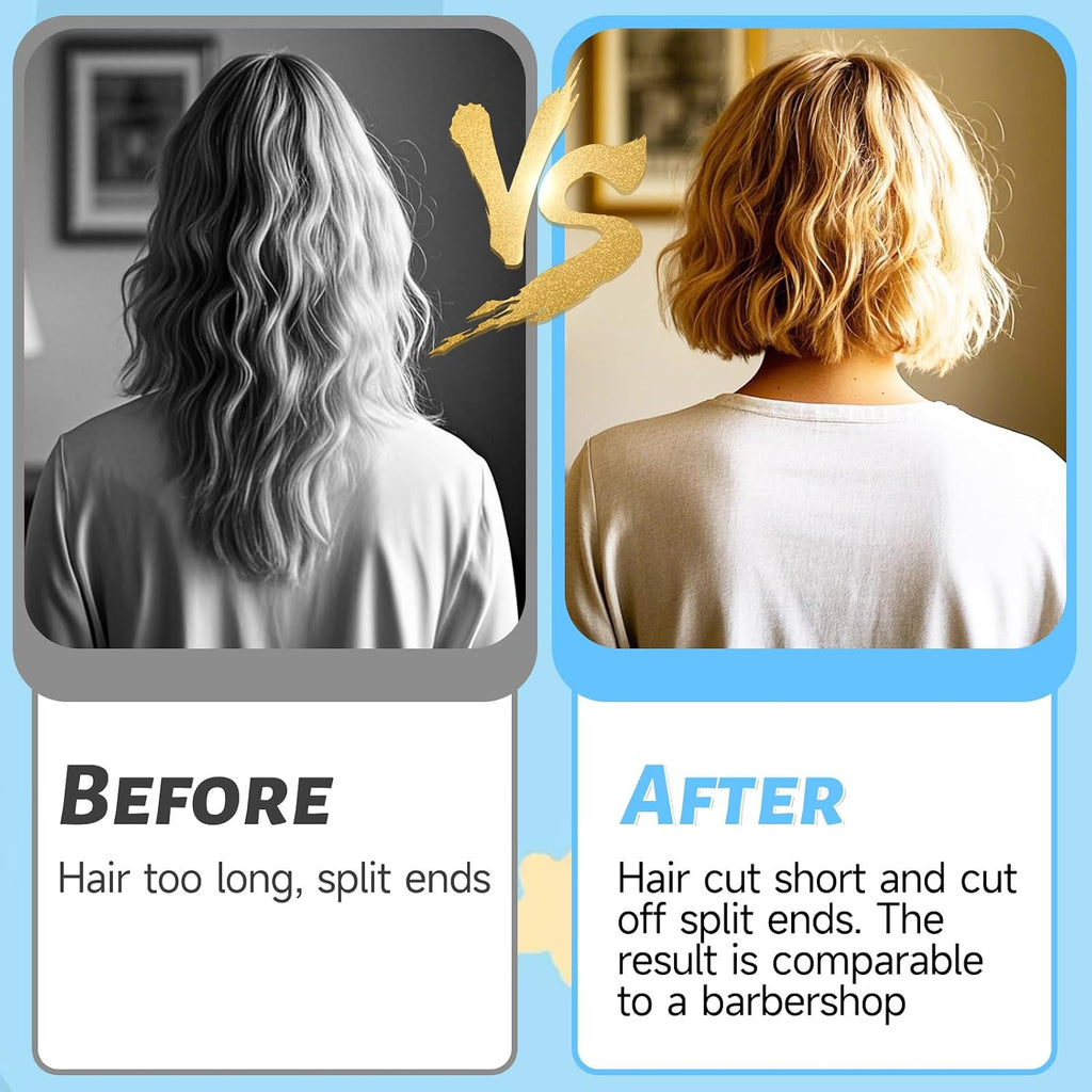 Professional Hair Styling Tools: Diy Layering And Trimming Kit With Clips, Guide For Bangs, Layers, Split Ends - Blue