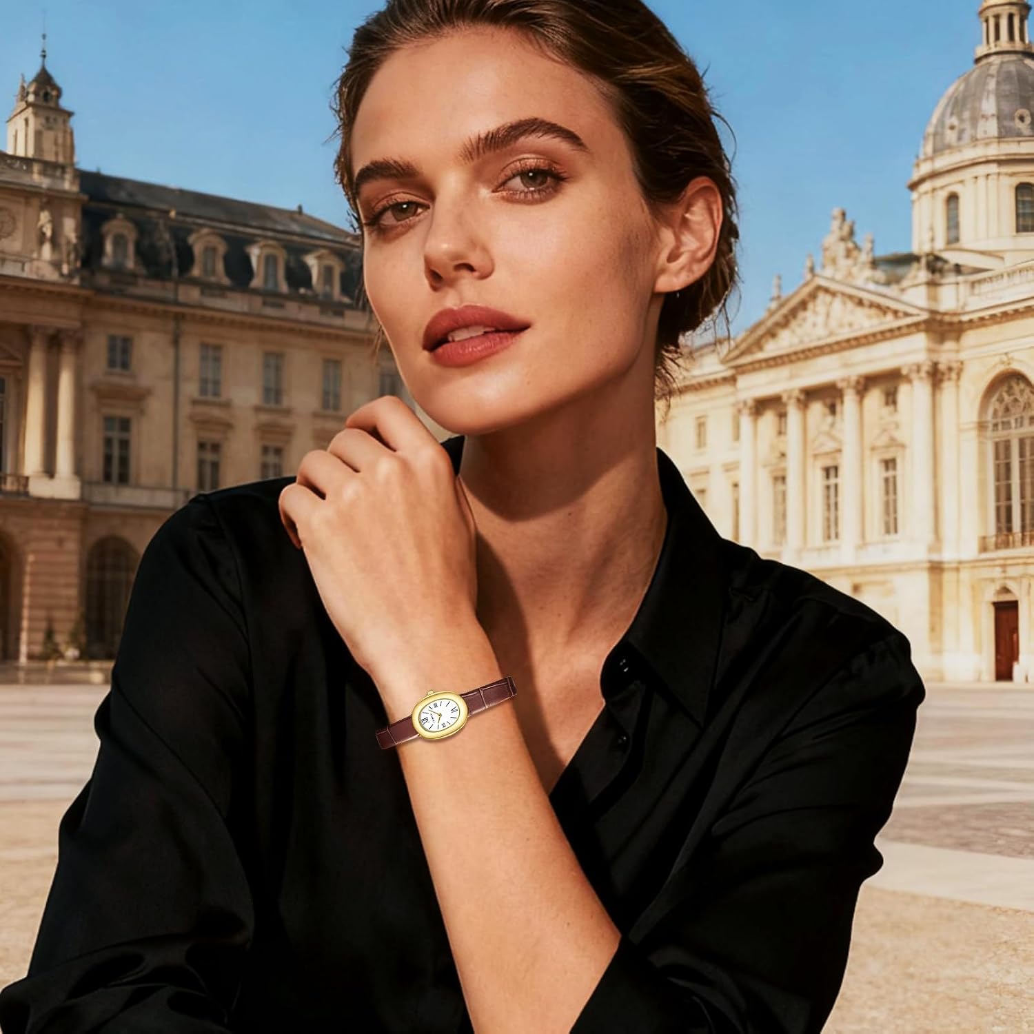 Cnyxcn Women'S Bracelet Gold Watch - Vintage Elegant Oval Bangle Watch - Gold Jewellery Style Quartz Wristwatch - Gift For Her