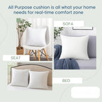 Lane Linen 4 Pack 18X18 White Throw Pillow Inserts For Decorative Pillow Covers, Couch Pillows For Living Room, Fluffy Pillows For Bed