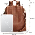S-Zone Leather Backpack Purses For Women Antitheft Rucksack Shoulder Bag Medium