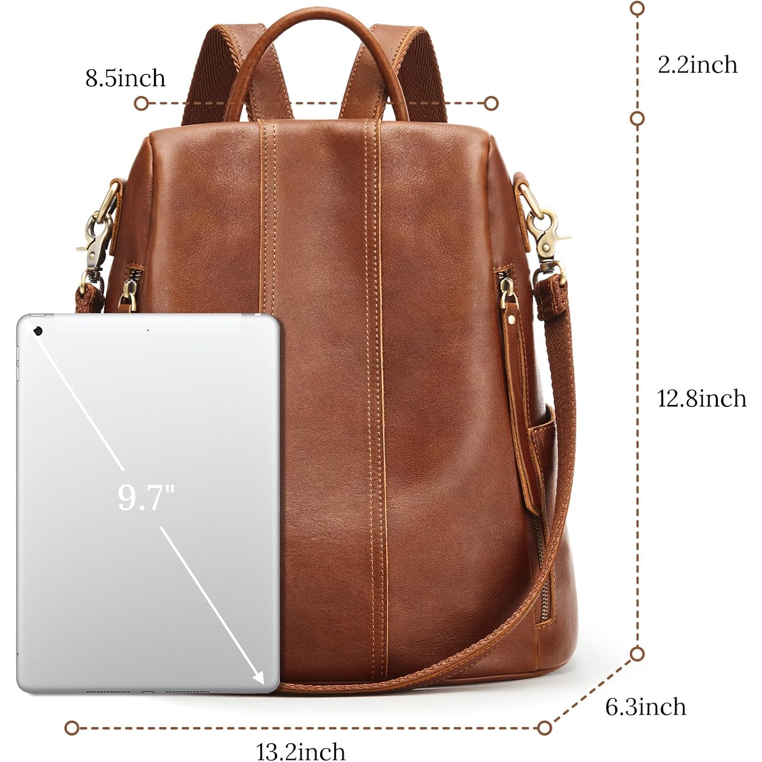 S-Zone Leather Backpack Purses For Women Antitheft Rucksack Shoulder Bag Medium