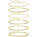 DEARMAY 14K Gold Plated Ankle Bracelets for Women Waterproof - Dainty 6Pcs Anklets Layered Cuban Link Chain Herringbone Cute Anklets Set Pack Summer Beach Jewelry Gift for Women Teen