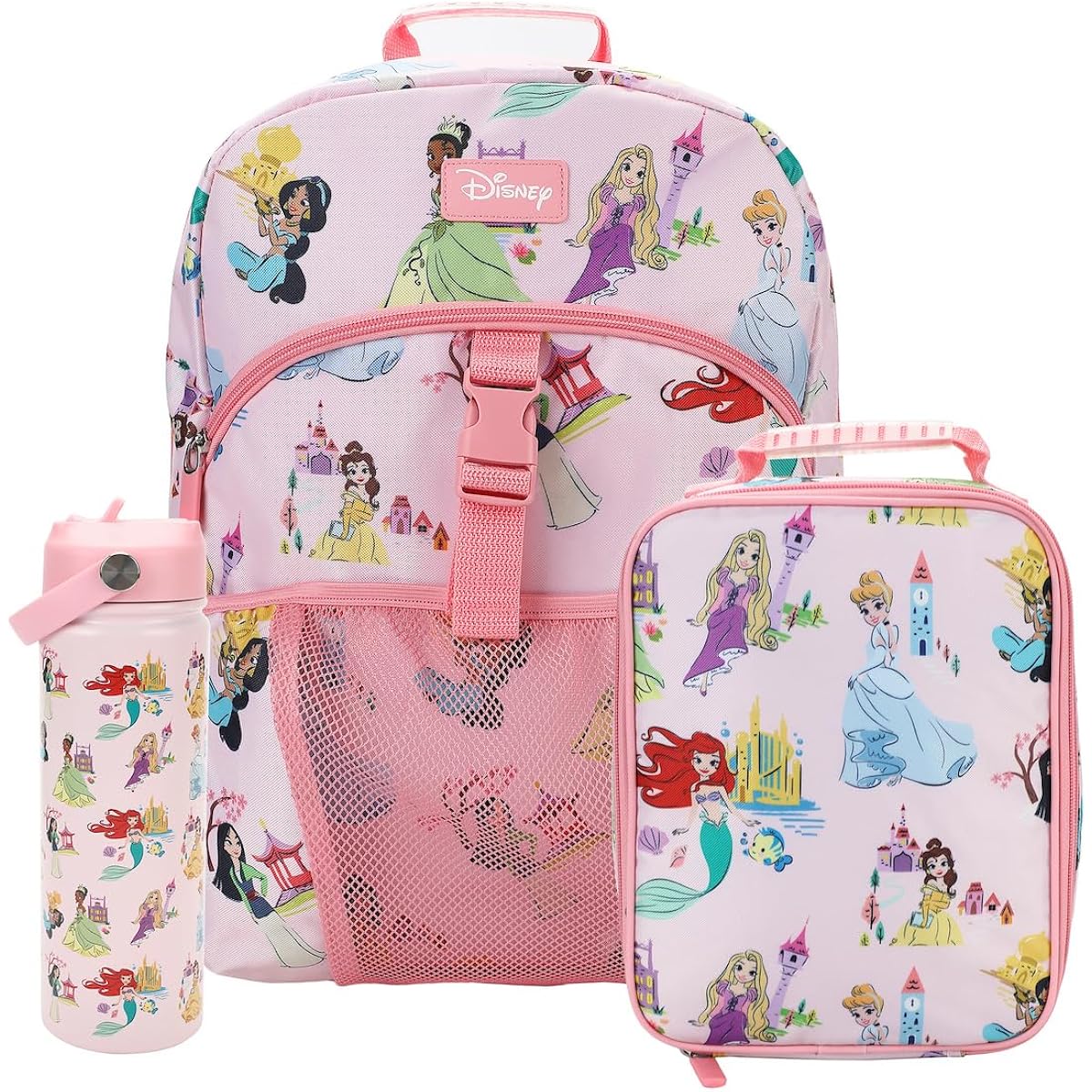 Bioworld 16" Backpack & Lunch Box Set With Stainless Steel Water Bottle For School And Travel