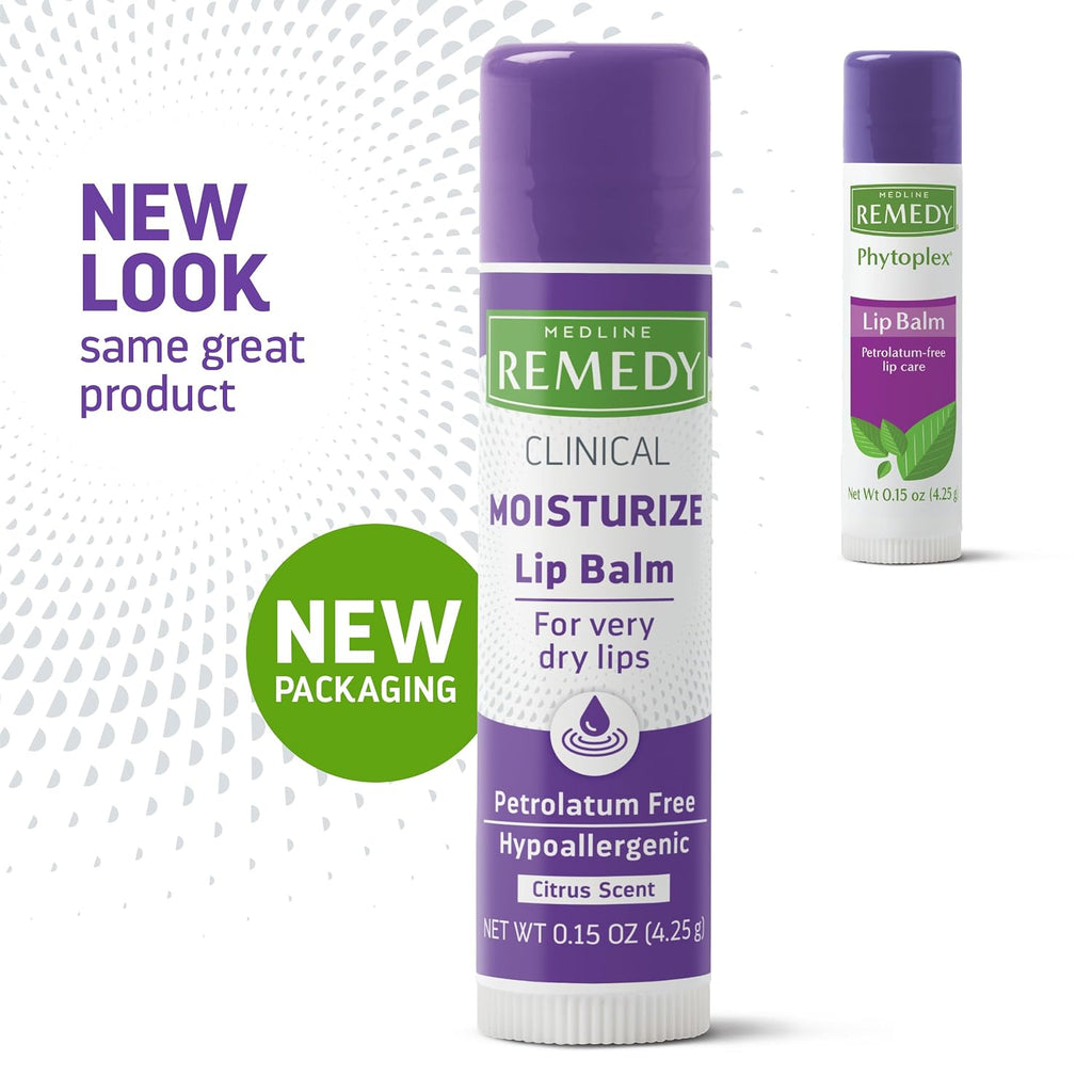 Medline Remedy Clinical Lip Balm, 3 Count, Citrus Scent, Moisturizing, Hydrating, Nourish, Nutrient Rich, Soothing Natural Oils, Revitalize, Comforting, Skin Conditioners, 0.15 Oz Stick