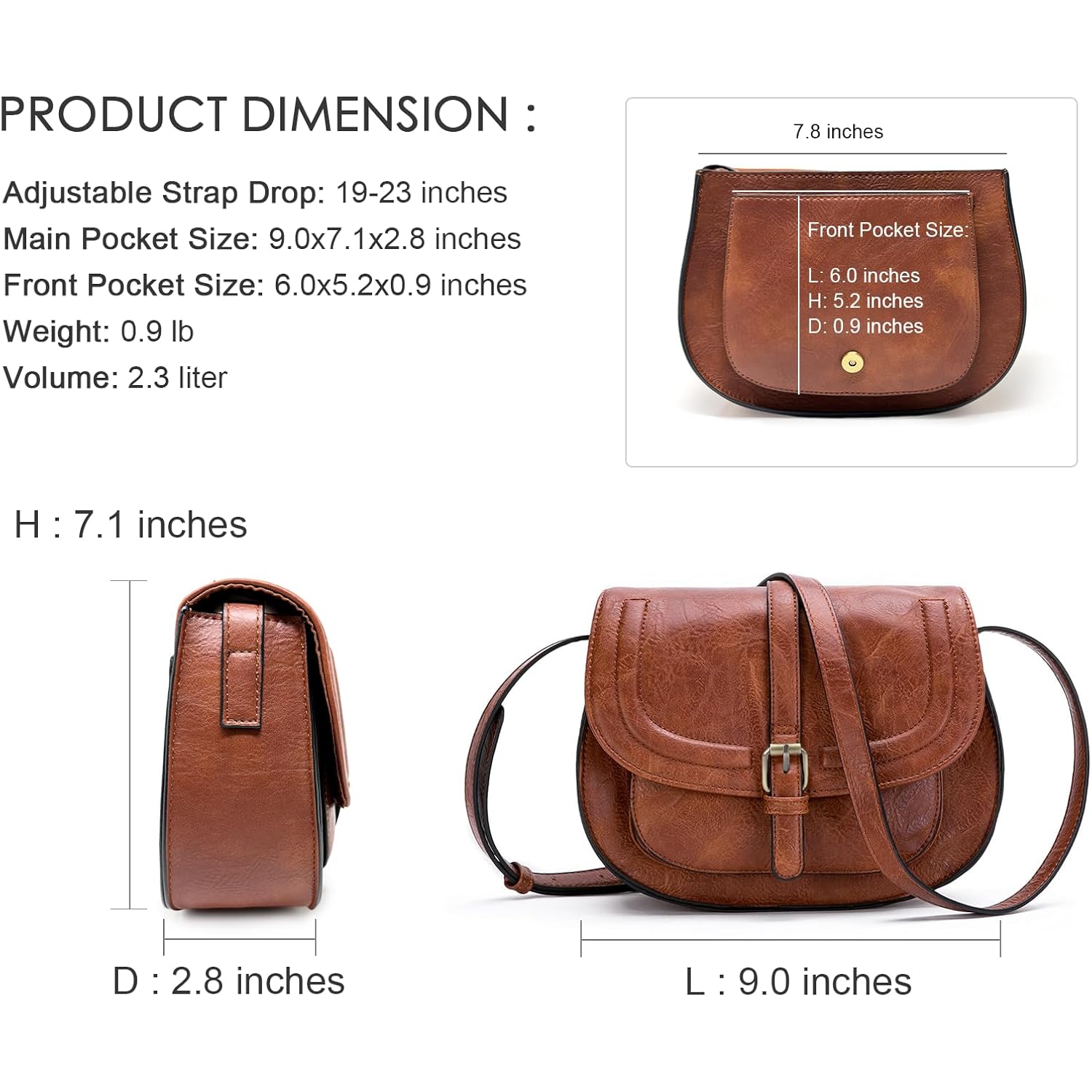 AFKOMST Crossbody Bags for Women,Small Saddle Purse and Boho Cross Body Handbags,Vegan Leather