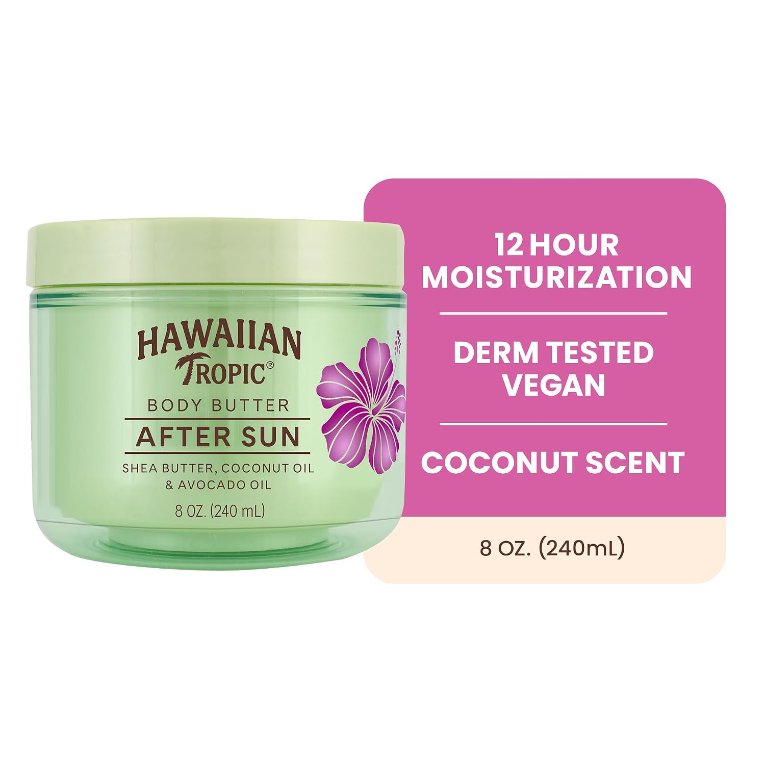Hawaiian Tropic After Sun Body Butter With Coconut Oil, 8 Oz, After Sun Lotion, After Sun Moisturizer, Coconut Body Butter, After Sun Care, After Sun Skin Care, 8 Oz