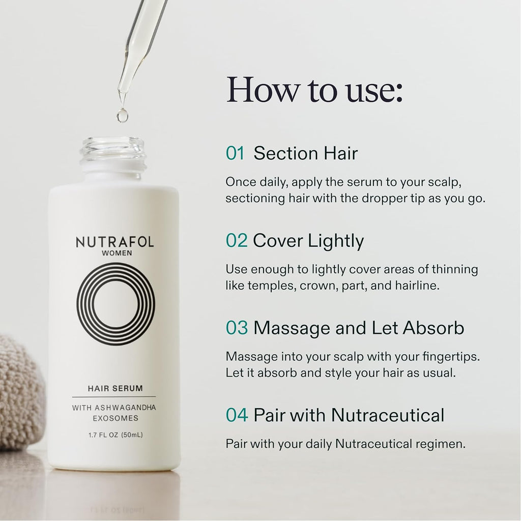 Nutrafol Women's Hair Serum, Supports Visibly Thicker and Stronger Hair, Vegan, Lightweight and Fast-Absorbing