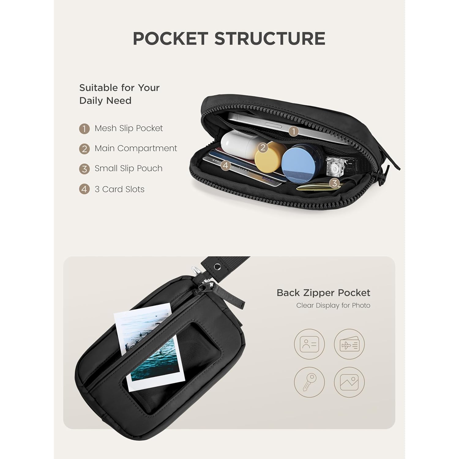 Womens Wallet Card Holder Purse With Zipper Quilted Phone Wallet Rfid Blocking Small Wristlet Wallets For Everyday, Travel (Black)