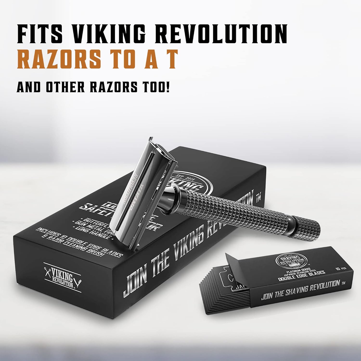 SHAVING REVOLUTION Double Edge Razor Blades - Men's Safety for Shaving Platinum Japanese Stainless Steel a Smooth, Precise and Clean Shave - 50 Count