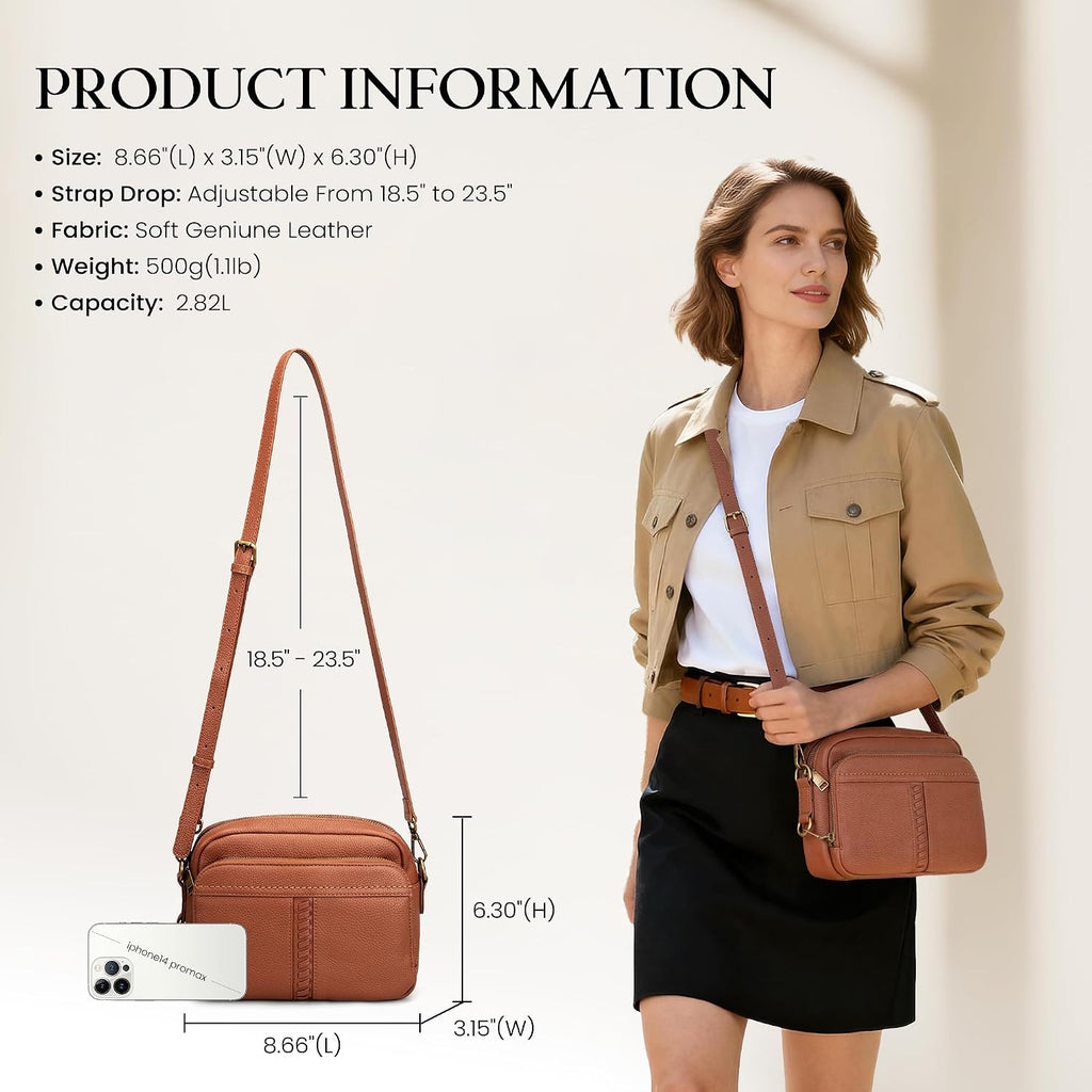 Befen Genuine Leather Crossbody Bag For Women Anti Theft Purse And Hangbags With Built In Rfid Wallet