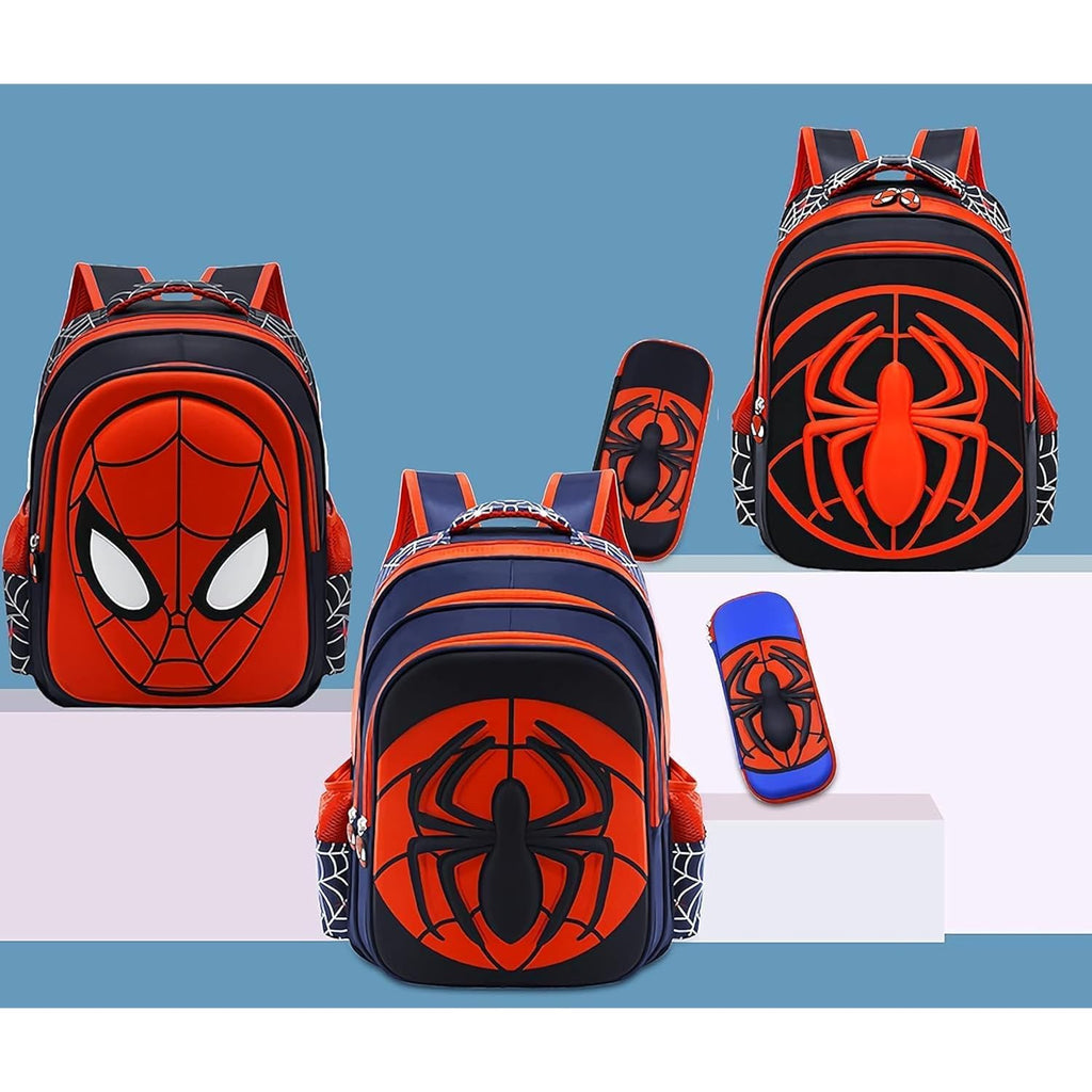 Cartoon Spider Schoolbag With Pencil Case - 3D, Waterproof, Large-Capacity For Primary School Boys (15In)