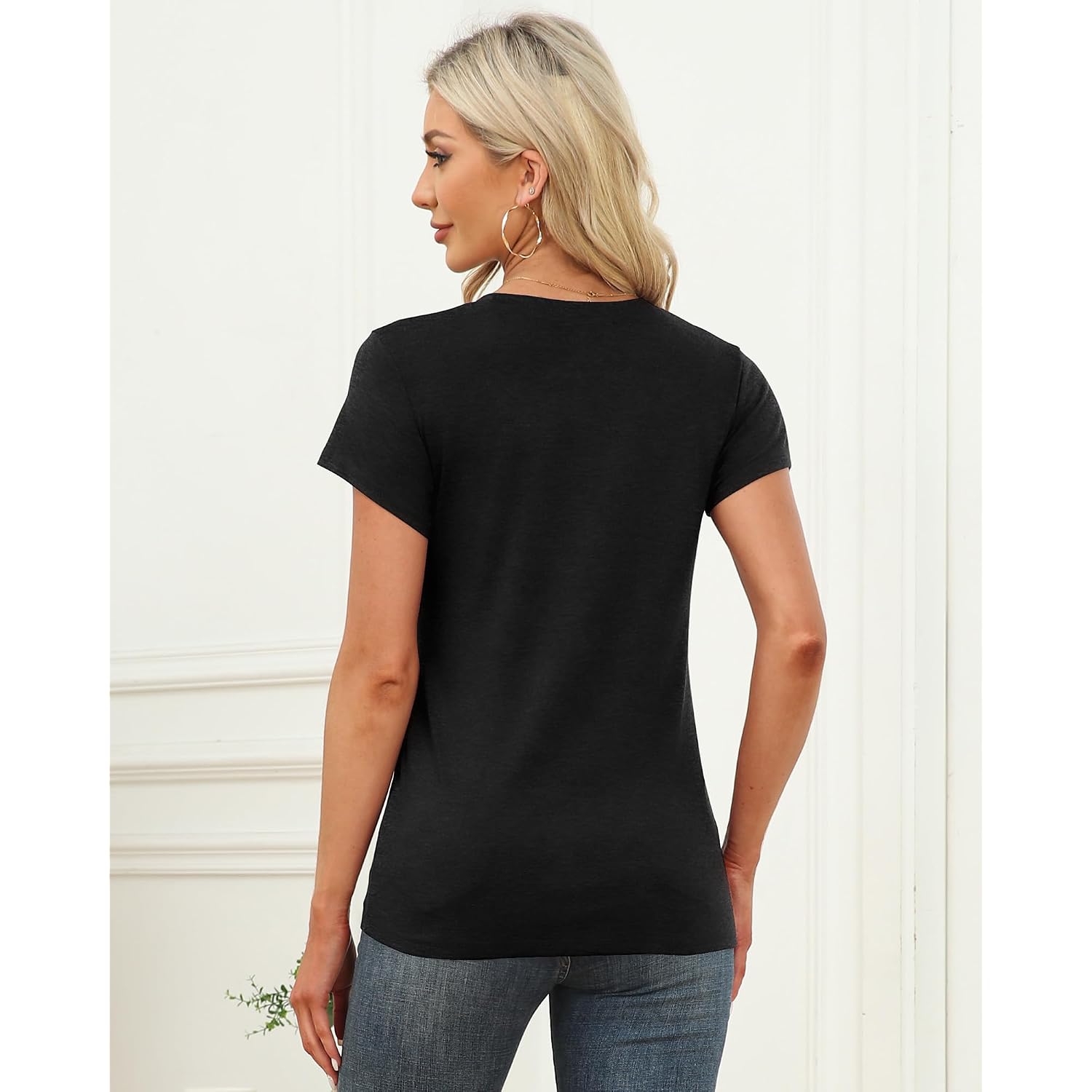 Womens Short Sleeve Tops Summer T Shirts Round Neck Casual Fashion Basic Tee