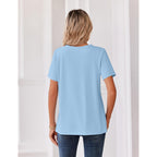Zeagoo Womens Summer Tops V Neck Short Sleeve Shirts Dressy Casual Blouse Spring Vacation Tshirts Clothes