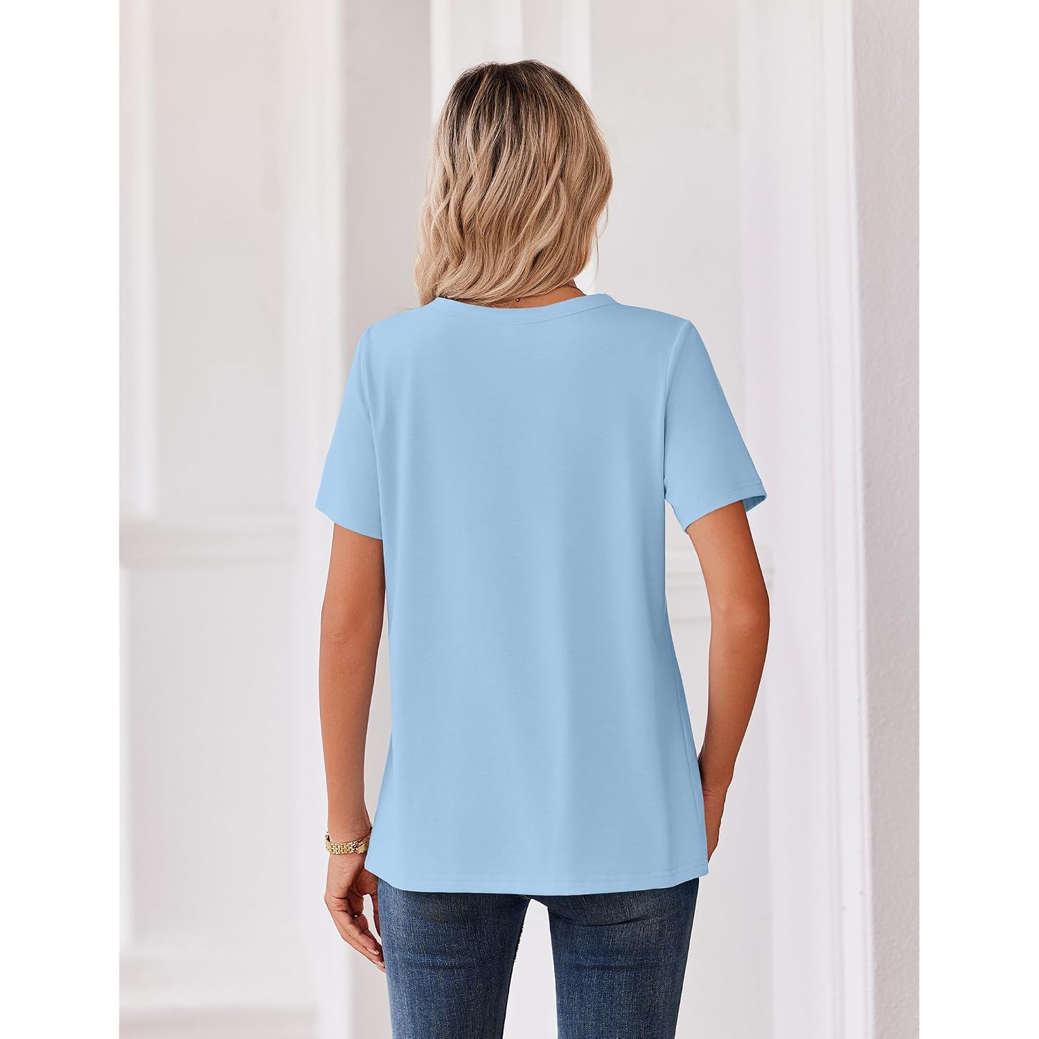 Zeagoo Womens Summer Tops V Neck Short Sleeve Shirts Dressy Casual Blouse Spring Vacation Tshirts Clothes