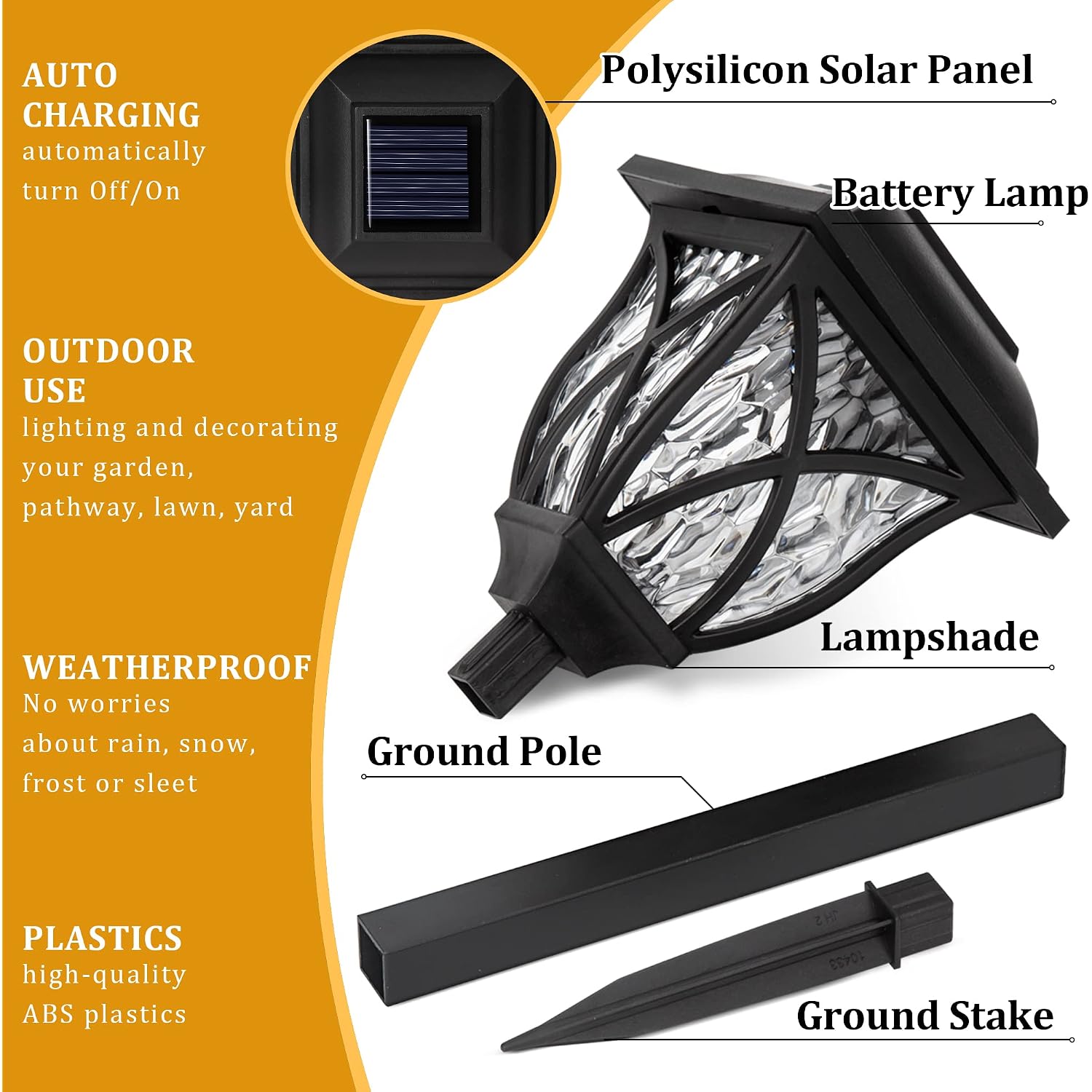 Gigalumi 6 Pack Solar Lights Outdoor Waterproof, Led Solar Garden Lights | Outdoor Decorations, Garden Decor For Yard, Patio, Landscape, Planter, Walkway (Warm White)