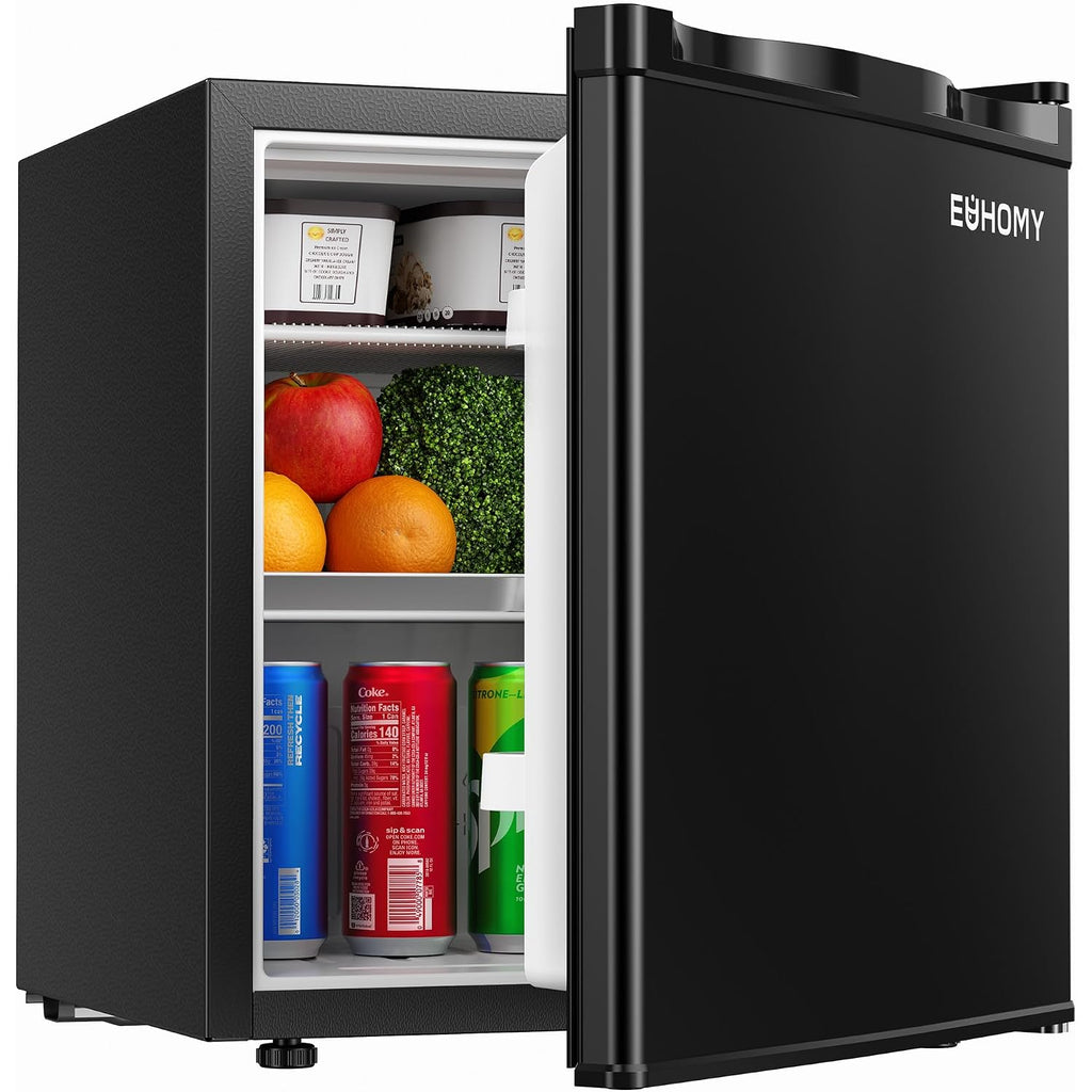 Euhomy 1.7 Cu.Ft Mini Fridge, Reversible Single Door Compact Refrigerator, Adjustable Thermostat, Energy Saving, Mini Fridge For Bedroom, Office, Dorm, Black
