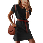 Rumia Summer Dresses For Women 2026 V-Neck Casual Sundresses T-Shirt Dress