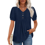 Findsweet Women's Summer Tunic Tops Casual Dressy Blouses Short Sleeve Shirts M-4XL